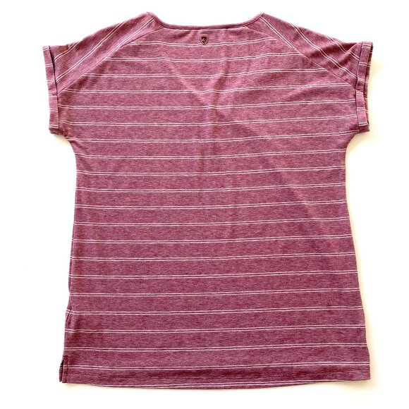 Kuhl Womens Lisette Short Sleeve V-Neck Henley Shirt Size M Striped Tee UPF 50+ - Picture 15 of 15